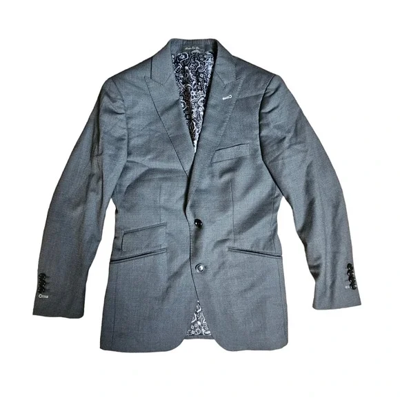 Indochino Two-Button Wool Sport Coat Blazer Jacket Paisley Lined Sz 36 (P) Gray - Picture 7 of 10